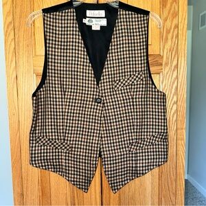 Rafaella Black and Brown Checkered Woman’s Vest 100% wool size S petite